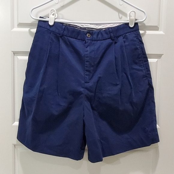 RALPH LAUREN GOLF NAVY BLUE PLEATED 100% COTTON SHORTS WOMEN SIZE 8 - Picture 1 of 12